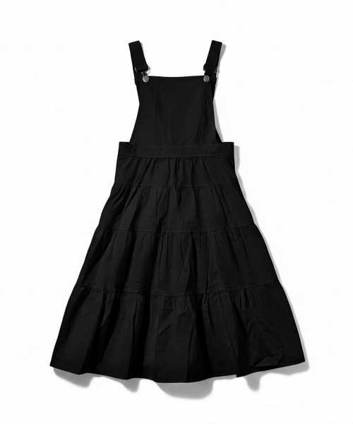VIVID LADY(ビビッドレディー)の「ティアード サロペット ロングワンピース(サロペット/オーバーオール・レディース・ホワイト/ブラック・FREE)」の6枚目の写真
