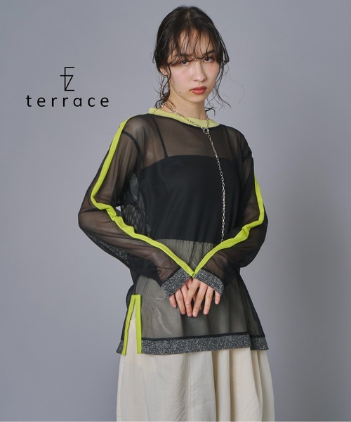 セール】ラインメッシュプルオーバー（Tシャツ/カットソー）｜terrace