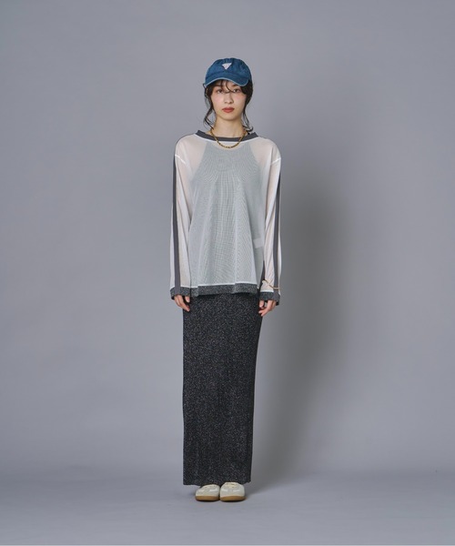 terrace(テラス)の「ラインメッシュプルオーバー(Tシャツ/カットソー・レディース・ブラック/グレー/オフホワイト・FREE)」の11枚目の写真