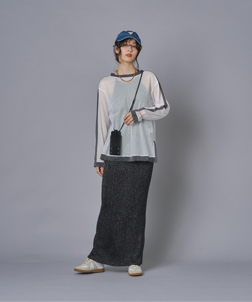 terrace(テラス)の「ラインメッシュプルオーバー(Tシャツ/カットソー・レディース・ブラック/グレー/オフホワイト・FREE)」の12枚目の写真