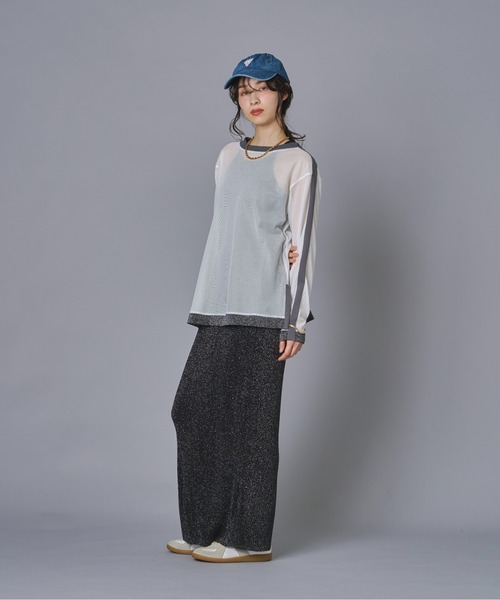 terrace(テラス)の「ラインメッシュプルオーバー(Tシャツ/カットソー・レディース・ブラック/グレー/オフホワイト・FREE)」の18枚目の写真