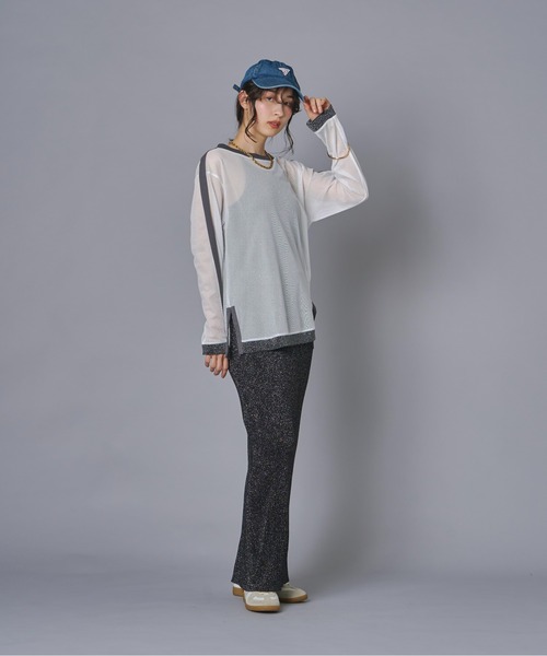 terrace(テラス)の「ラインメッシュプルオーバー(Tシャツ/カットソー・レディース・ブラック/グレー/オフホワイト・FREE)」の17枚目の写真