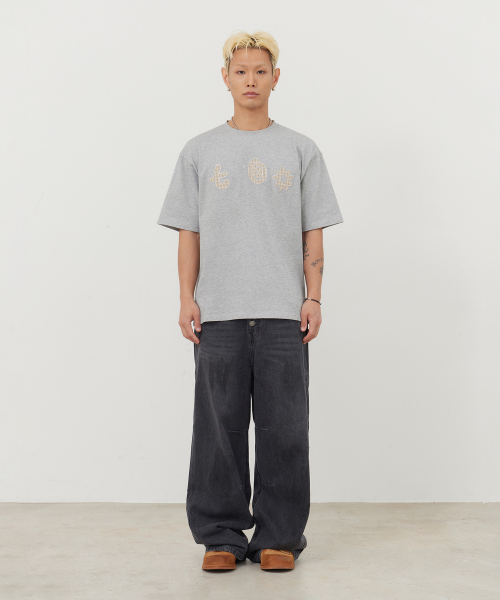 TONY LAWRENCE(トニーローレンス)の「アプリーケ刺繍半袖Tシャツメランジグレー(Tシャツ/カットソー・メンズ・その他・1/2)」の2枚目の写真