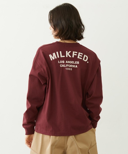 MILKFED.(ミルクフェド)の「STENCIL ARCH LOGO L/S TEE(Tシャツ/カットソー・レディース・ブラック/オフホワイト/バーガンディー・M/L)」の3枚目の写真
