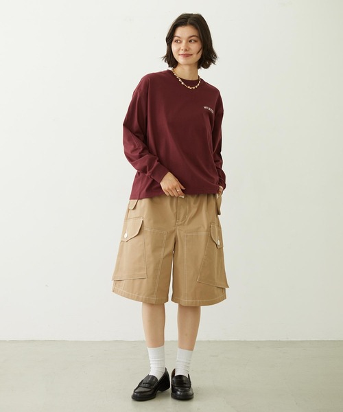 MILKFED.(ミルクフェド)の「STENCIL ARCH LOGO L/S TEE(Tシャツ/カットソー・レディース・ブラック/オフホワイト/バーガンディー・M/L)」の7枚目の写真