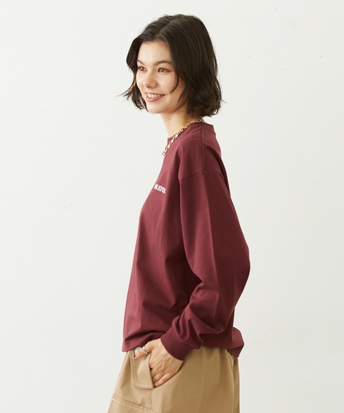 MILKFED.(ミルクフェド)の「STENCIL ARCH LOGO L/S TEE(Tシャツ/カットソー・レディース・ブラック/オフホワイト/バーガンディー・M/L)」の5枚目の写真
