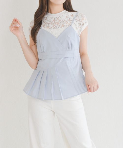 MISCH MASCH(ミッシュマッシュ)の「2026春夏新作 切替デザイン キャミブラウス(シャツ/ブラウス・レディース・ブルー/ホワイト・フリ-)」の13枚目の写真