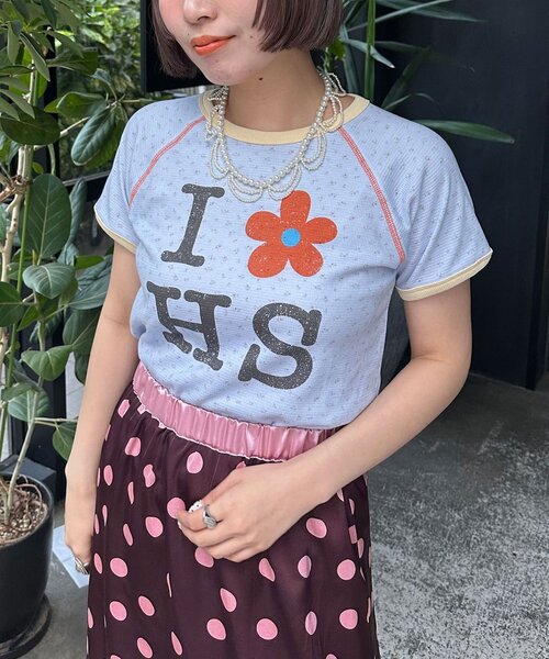 HELLO.SANFRANCISCO(ハローサンフランシスコ)の「【HELLO.SANFRANCISCO/ハローサンフランシスコ】ワッフルプリントTEE(Tシャツ/カットソー・レディース・アイボリー/サックスブルー/ピンク・ONE SIZE)」の20枚目の写真
