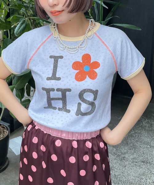 HELLO.SANFRANCISCO(ハローサンフランシスコ)の「【HELLO.SANFRANCISCO/ハローサンフランシスコ】ワッフルプリントTEE(Tシャツ/カットソー・レディース・アイボリー/サックスブルー/ピンク・ONE SIZE)」の21枚目の写真