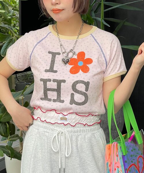 HELLO.SANFRANCISCO(ハローサンフランシスコ)の「【HELLO.SANFRANCISCO/ハローサンフランシスコ】ワッフルプリントTEE(Tシャツ/カットソー・レディース・アイボリー/サックスブルー/ピンク・ONE SIZE)」の15枚目の写真