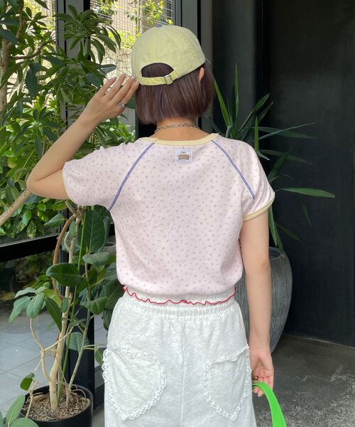 HELLO.SANFRANCISCO(ハローサンフランシスコ)の「【HELLO.SANFRANCISCO/ハローサンフランシスコ】ワッフルプリントTEE(Tシャツ/カットソー・レディース・アイボリー/サックスブルー/ピンク・ONE SIZE)」の6枚目の写真