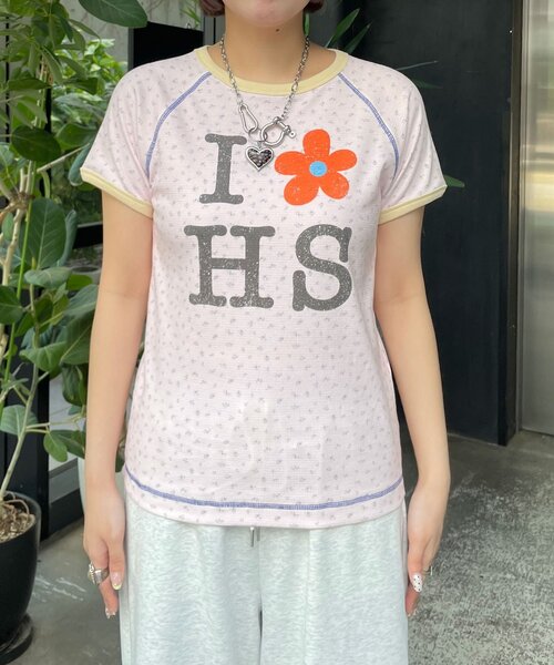 HELLO.SANFRANCISCO(ハローサンフランシスコ)の「【HELLO.SANFRANCISCO/ハローサンフランシスコ】ワッフルプリントTEE(Tシャツ/カットソー・レディース・アイボリー/サックスブルー/ピンク・ONE SIZE)」の10枚目の写真