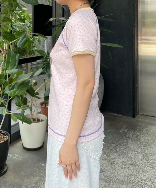 HELLO.SANFRANCISCO(ハローサンフランシスコ)の「【HELLO.SANFRANCISCO/ハローサンフランシスコ】ワッフルプリントTEE(Tシャツ/カットソー・レディース・アイボリー/サックスブルー/ピンク・ONE SIZE)」の11枚目の写真