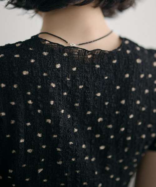 LAULEN(ローレン)の「little dot shirring tops /リトルドットシャーリングトップス(Tシャツ/カットソー・レディース・ブラック/オートミール・FREE)」の15枚目の写真