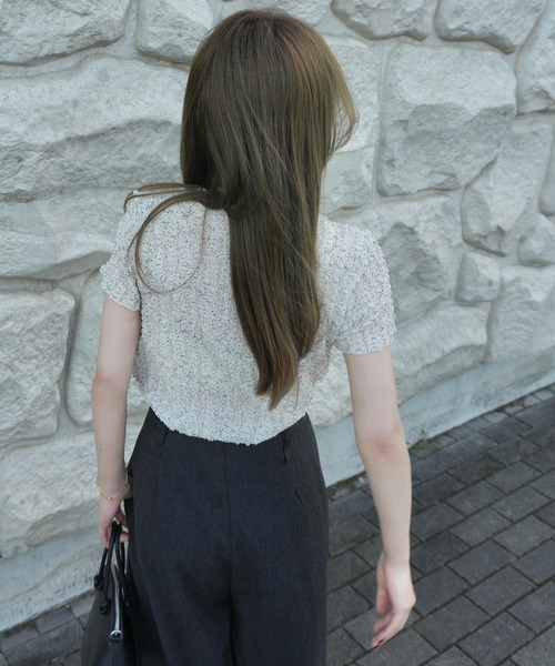 LAULEN(ローレン)の「little dot shirring tops /リトルドットシャーリングトップス(Tシャツ/カットソー・レディース・ブラック/オートミール・FREE)」の17枚目の写真