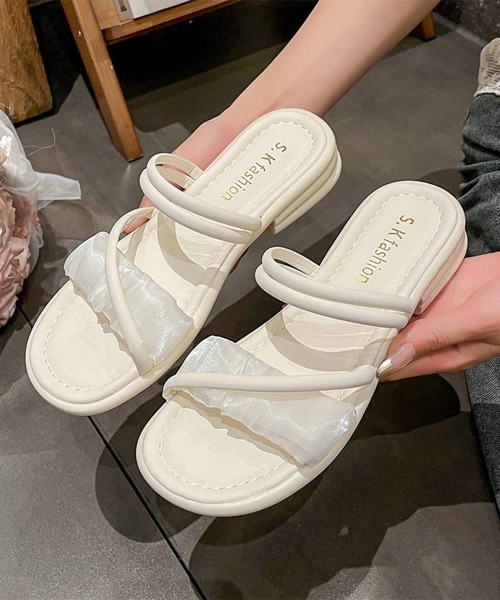 Miniministore(ミニミニストア)の「ミュールサンダル 美脚 サマーサンダル(サンダル・レディース・ブラック/ホワイト・25.0cm/22.5cm/24.5cm/24.0cm/23.5cm/23.0cm)」の14枚目の写真