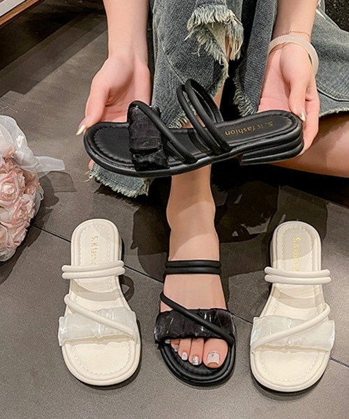 Miniministore(ミニミニストア)の「ミュールサンダル 美脚 サマーサンダル(サンダル・レディース・ブラック/ホワイト・25.0cm/22.5cm/24.5cm/24.0cm/23.5cm/23.0cm)」の11枚目の写真