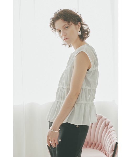 Muel Chic（ミュエルシック）の「Neo gather blouse  ネオギャザーブラウス（シャツ/ブラウス・レディース・ブラック/ライトブルー/ホワイト・FREE）」の15枚目の写真