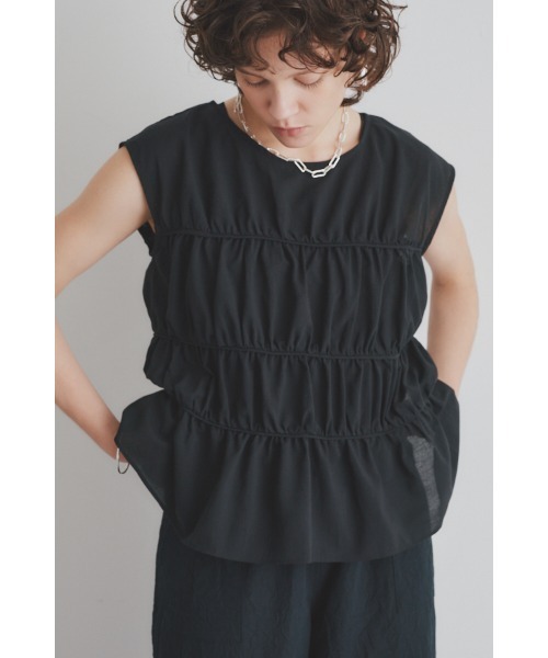 Muel Chic（ミュエルシック）の「Neo gather blouse  ネオギャザーブラウス（シャツ/ブラウス・レディース・ブラック/ライトブルー/ホワイト・FREE）」の18枚目の写真