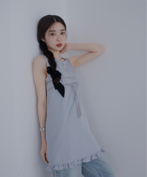 JUMELLE(ジュメロ)の「ベルベットリボンシュシュ(シュシュ・レディース・ベージュ/ブラック・FREE)」の4枚目の写真
