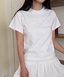 【 ammy. / エイミードット 】 フラワー パッチ デザイン Tシャツ