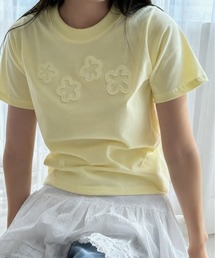 【 ammy. / エイミードット 】 フラワー パッチ デザイン Tシャツ