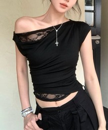オフショル レースカットソー半袖Tシャツ