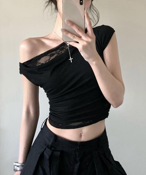 Miniministore(ミニミニストア)の「オフショル レースカットソー半袖Tシャツ(Tシャツ/カットソー・レディース・ブラック/ホワイト・FREE)」の13枚目の写真