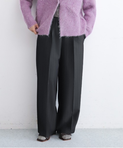 NOMBRE IMPAIR(ノンブルアンペール)の「【予約】ヘリンボーンコンビ イージーパンツ(その他パンツ・レディース・ブラウン/ブラック・FREE)」の2枚目の写真