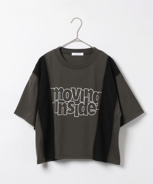 GLOBAL WORK(グローバルワーク)の「レース切り替えプリントTシャツ/713233(Tシャツ/カットソー・レディース・スミクロ/アイボリー・MEDIUM/LARGE)」の2枚目の写真