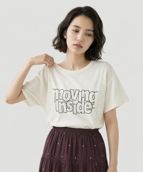GLOBAL WORK(グローバルワーク)の「レース切り替えプリントTシャツ/713233(Tシャツ/カットソー・レディース・スミクロ/アイボリー・MEDIUM/LARGE)」の12枚目の写真