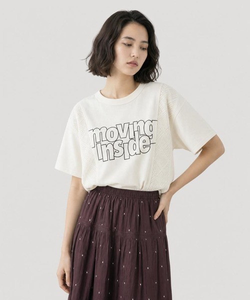 GLOBAL WORK(グローバルワーク)の「レース切り替えプリントTシャツ/713233(Tシャツ/カットソー・レディース・スミクロ/アイボリー・MEDIUM/LARGE)」の13枚目の写真