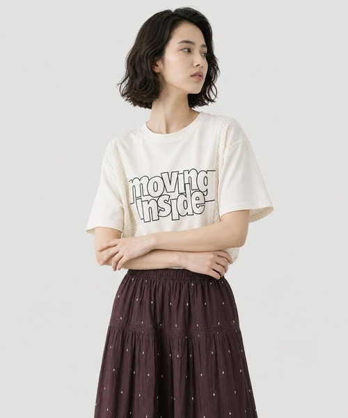 GLOBAL WORK(グローバルワーク)の「レース切り替えプリントTシャツ/713233(Tシャツ/カットソー・レディース・スミクロ/アイボリー・MEDIUM/LARGE)」の14枚目の写真