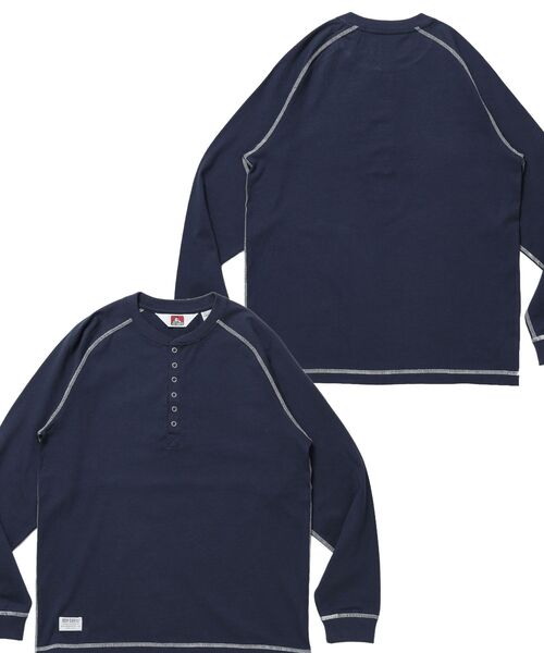 BEN DAVIS（ベンデイビス）の「【BENDAVIS】BEN'S HENLEY L/S TEE / ヘンリーネック ロング ユニセックス ラグラン 長袖（Tシャツ/カットソー・メンズ・その他1/ネイビー/ブラック/グレー/ホワイト/オフホワイト/ワイン・X-LARGE/MEDIUM/LARGE）」の2枚目の写真