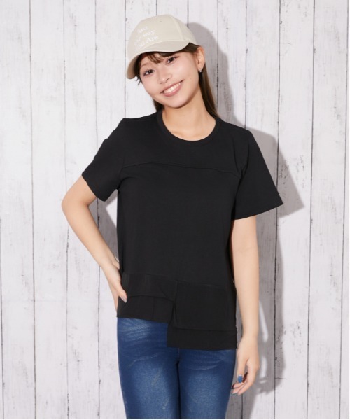GORGE(ゴージ)の「《異素材切替・ゆったりシルエット》カットソー/カジュアル/春夏/全3色(Tシャツ/カットソー・レディース・チャコール/ブラック/オフホワイト・F)」の2枚目の写真