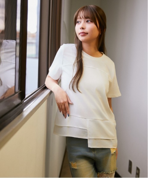 GORGE(ゴージ)の「《異素材切替・ゆったりシルエット》カットソー/カジュアル/春夏/全3色(Tシャツ/カットソー・レディース・チャコール/ブラック/オフホワイト・F)」の20枚目の写真