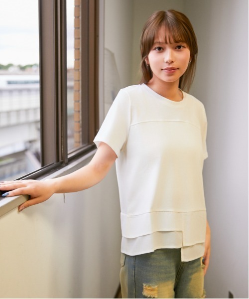 GORGE(ゴージ)の「《異素材切替・ゆったりシルエット》カットソー/カジュアル/春夏/全3色(Tシャツ/カットソー・レディース・チャコール/ブラック/オフホワイト・F)」の19枚目の写真