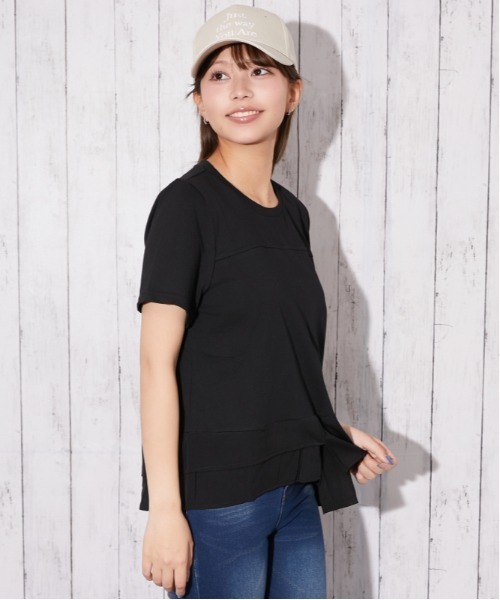 GORGE(ゴージ)の「《異素材切替・ゆったりシルエット》カットソー/カジュアル/春夏/全3色(Tシャツ/カットソー・レディース・チャコール/ブラック/オフホワイト・F)」の14枚目の写真