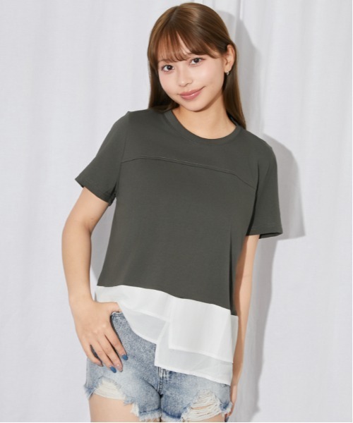 GORGE(ゴージ)の「《異素材切替・ゆったりシルエット》カットソー/カジュアル/春夏/全3色(Tシャツ/カットソー・レディース・チャコール/ブラック/オフホワイト・F)」の12枚目の写真
