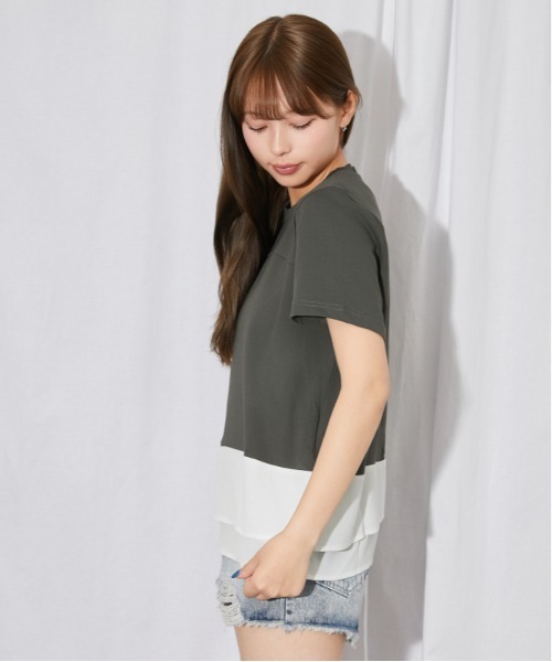 GORGE(ゴージ)の「《異素材切替・ゆったりシルエット》カットソー/カジュアル/春夏/全3色(Tシャツ/カットソー・レディース・チャコール/ブラック/オフホワイト・F)」の10枚目の写真
