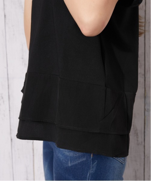 GORGE(ゴージ)の「《異素材切替・ゆったりシルエット》カットソー/カジュアル/春夏/全3色(Tシャツ/カットソー・レディース・チャコール/ブラック/オフホワイト・F)」の6枚目の写真