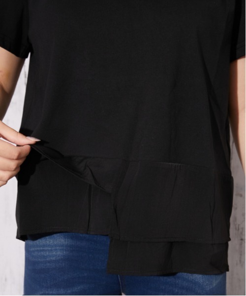GORGE(ゴージ)の「《異素材切替・ゆったりシルエット》カットソー/カジュアル/春夏/全3色(Tシャツ/カットソー・レディース・チャコール/ブラック/オフホワイト・F)」の5枚目の写真