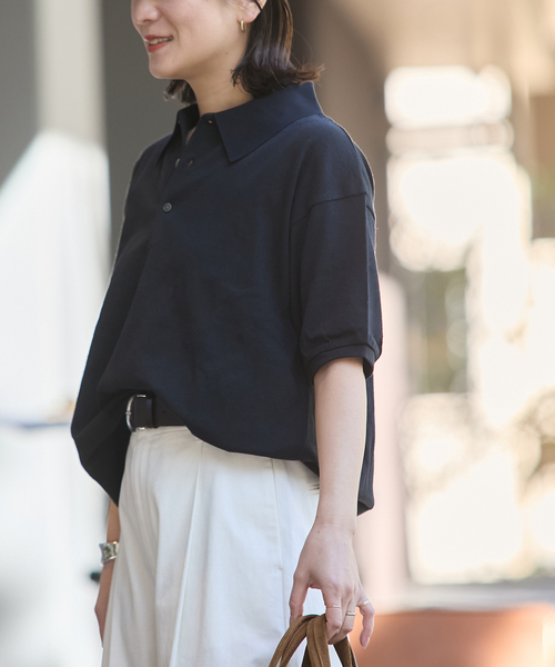 STAR&STRIPE（スターアンドストライプ）の「《追加2》【STAR＆STRIPE/スターアンドストライプ】オーバーFIT ポロ SHIRTS（ポロシャツ・レディース・ブラウン/ベージュ/ブラック/チャコールグレー・FREE）」の18枚目の写真