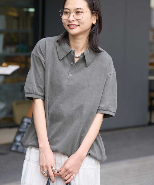 STAR&STRIPE（スターアンドストライプ）の「《追加2》【STAR＆STRIPE/スターアンドストライプ】オーバーFIT ポロ SHIRTS（ポロシャツ・レディース・ブラウン/ベージュ/ブラック/チャコールグレー・FREE）」の15枚目の写真