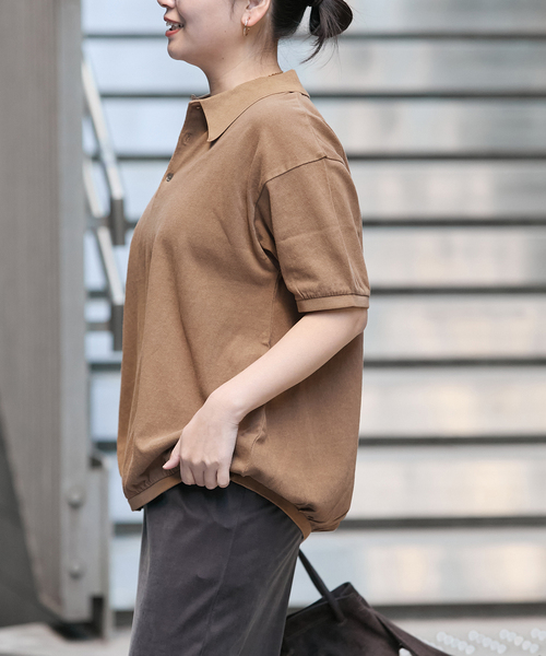STAR&STRIPE（スターアンドストライプ）の「《追加2》【STAR＆STRIPE/スターアンドストライプ】オーバーFIT ポロ SHIRTS（ポロシャツ・レディース・ブラウン/ベージュ/ブラック/チャコールグレー・FREE）」の6枚目の写真