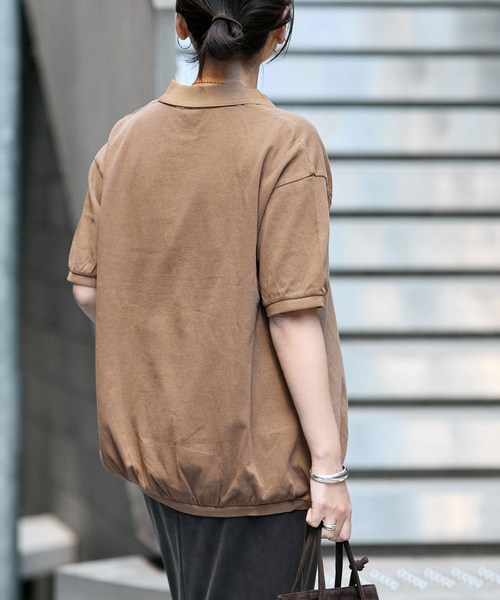 STAR&STRIPE（スターアンドストライプ）の「《追加2》【STAR＆STRIPE/スターアンドストライプ】オーバーFIT ポロ SHIRTS（ポロシャツ・レディース・ブラウン/ベージュ/ブラック/チャコールグレー・FREE）」の7枚目の写真