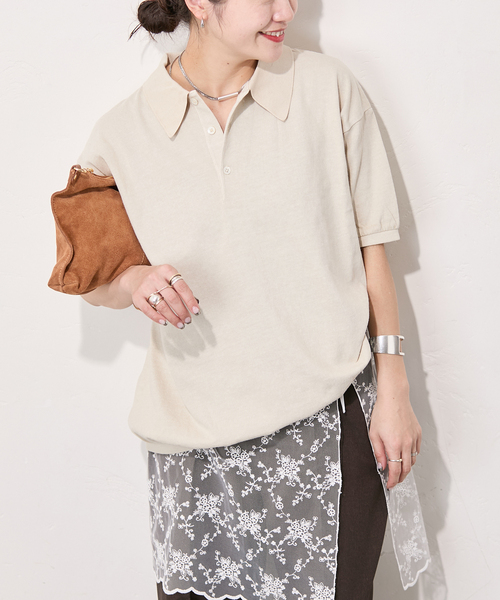 STAR&STRIPE（スターアンドストライプ）の「《追加2》【STAR＆STRIPE/スターアンドストライプ】オーバーFIT ポロ SHIRTS（ポロシャツ・レディース・ブラウン/ベージュ/ブラック/チャコールグレー・FREE）」の9枚目の写真