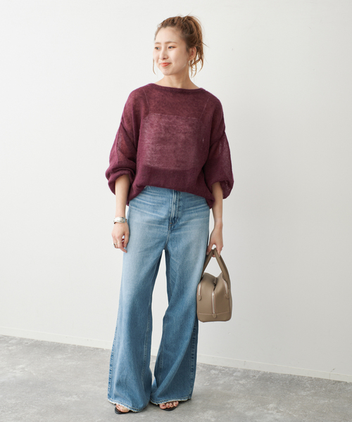 Spick & Span(スピックアンドスパン)の「ルーズモヘヤパフスリーブニット(ニット/セーター・レディース・チャコールグレー/ピンク系その他/ボルドー/モカ・FREE)」の9枚目の写真
