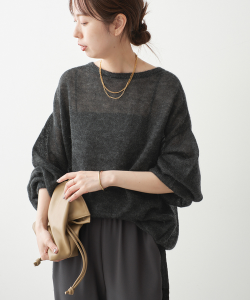 Spick & Span(スピックアンドスパン)の「ルーズモヘヤパフスリーブニット(ニット/セーター・レディース・チャコールグレー/ピンク系その他/ボルドー/モカ・FREE)」の10枚目の写真