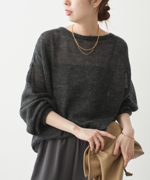 Spick & Span(スピックアンドスパン)の「ルーズモヘヤパフスリーブニット(ニット/セーター・レディース・チャコールグレー/ピンク系その他/ボルドー/モカ・FREE)」の11枚目の写真